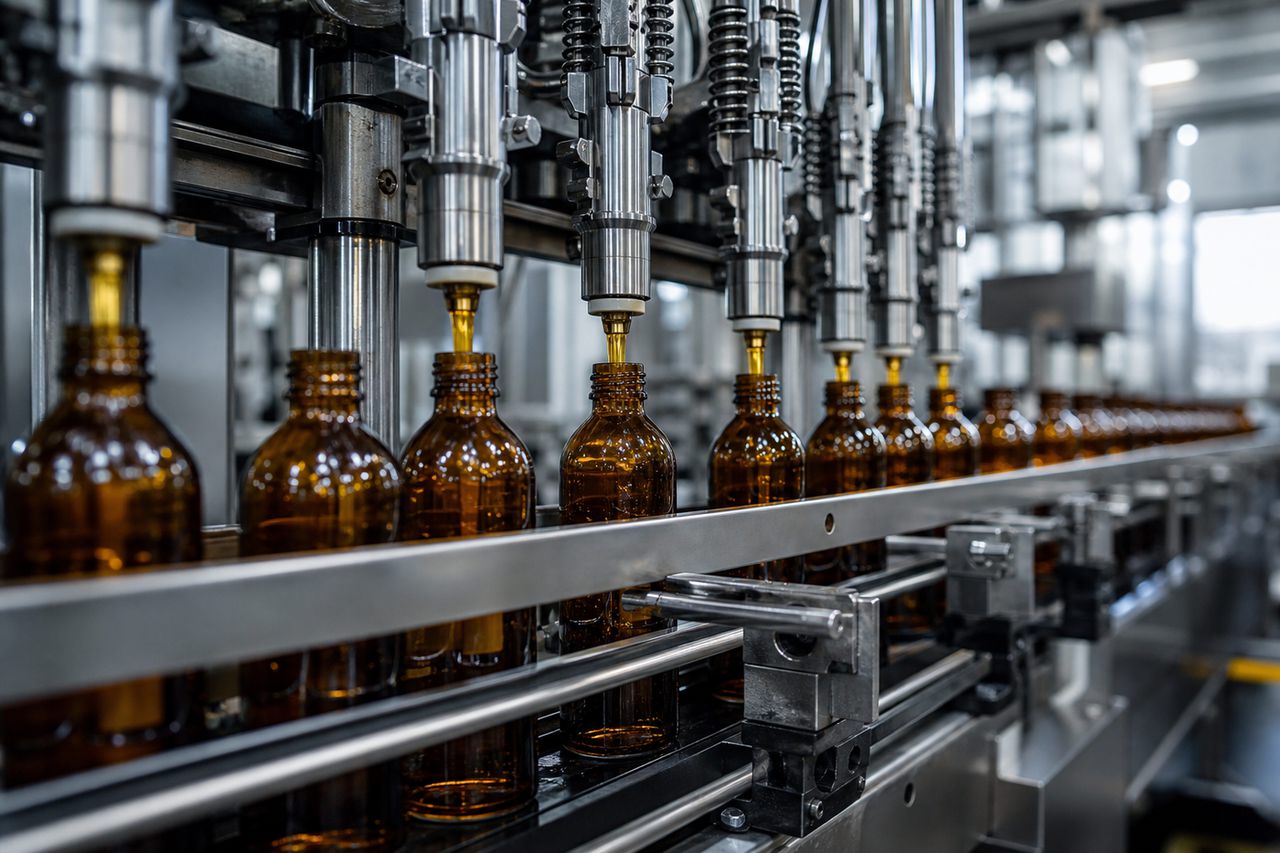Automated bottle filling and packing line
